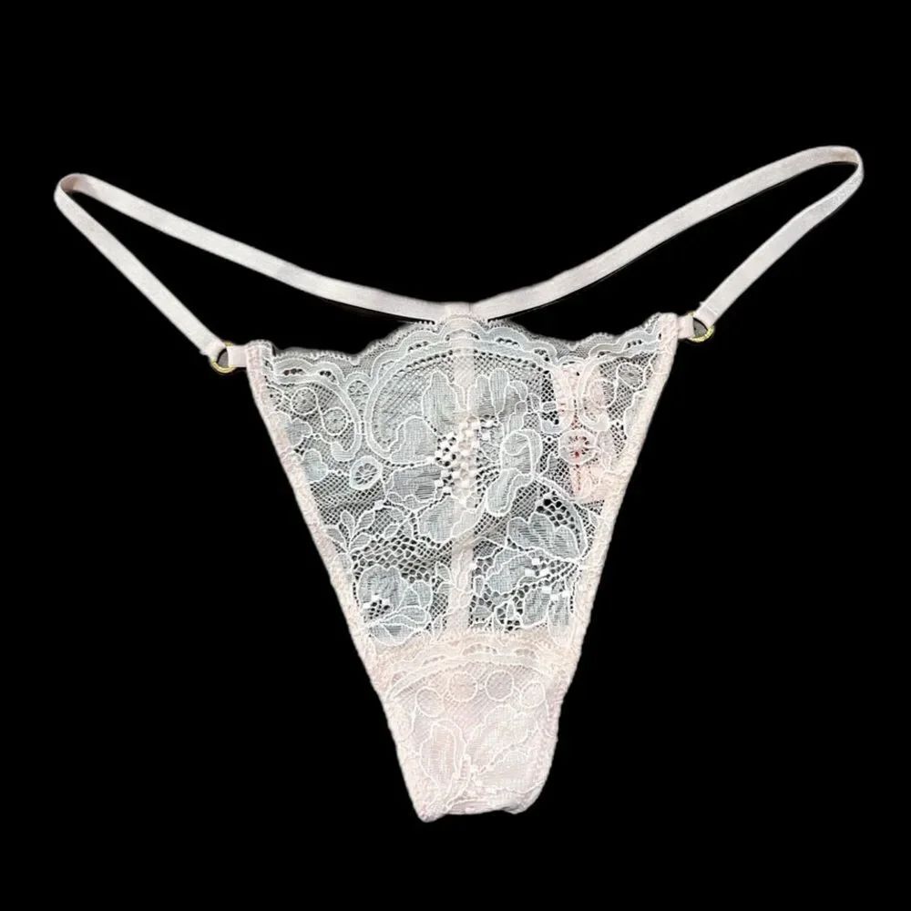 Victoria's Secret Very Sexy Cute V string panty Floral Lace Pink Medium - Picture 3 of 4